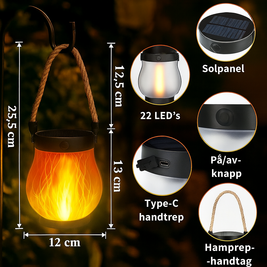 Dansande flamma solcellslykta
