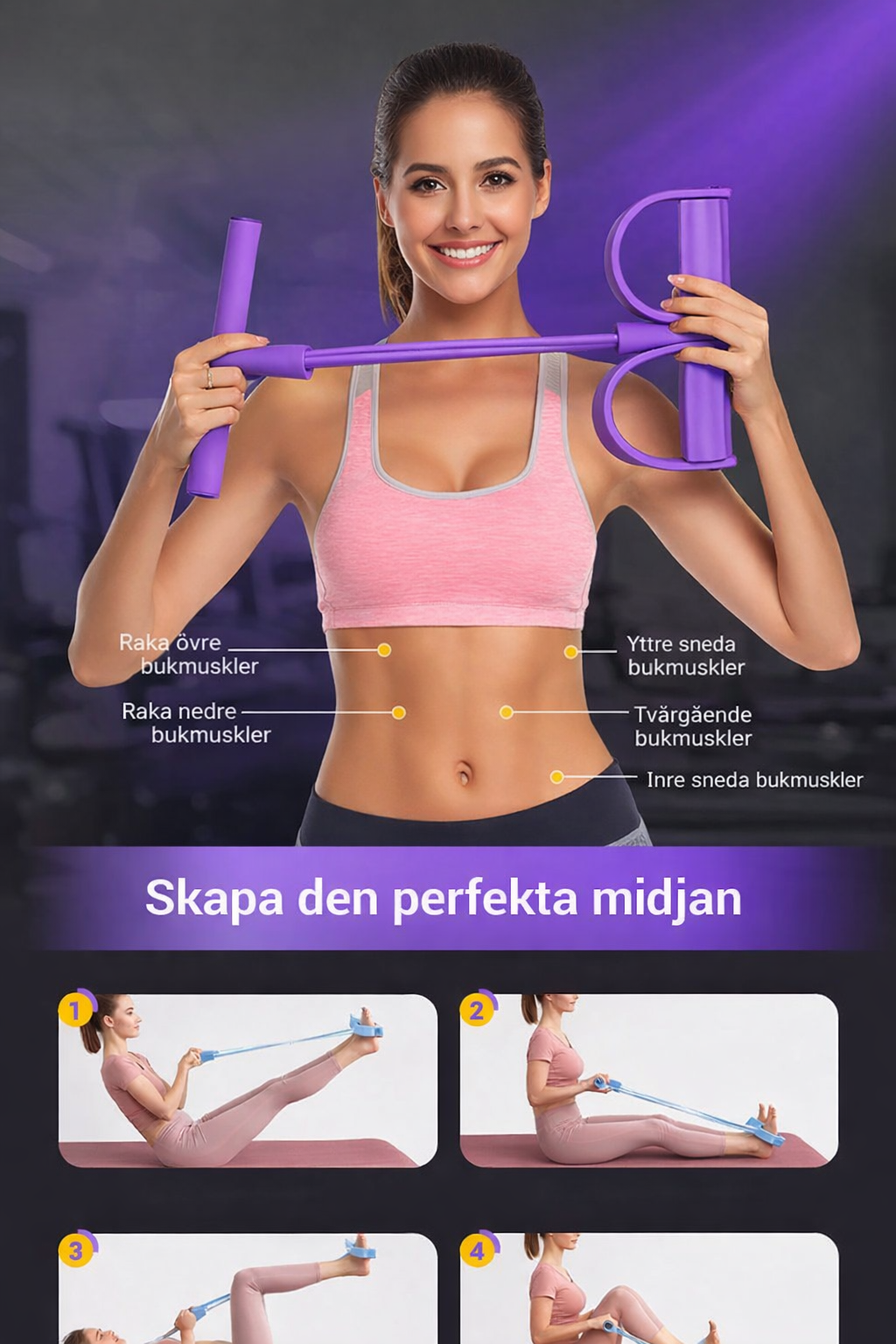 Sit-up-tränare för hemmet: fasta magmuskler