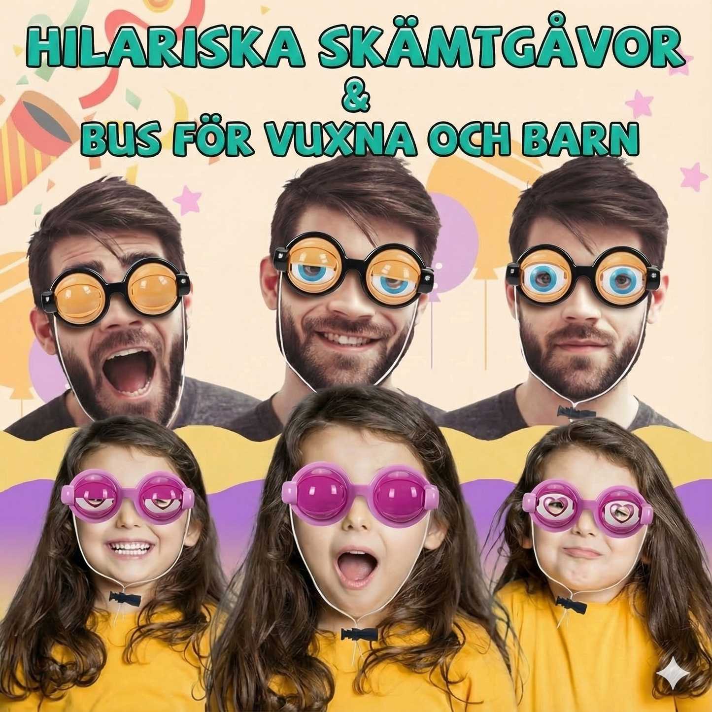 Roliga glasögon med blinkande ögonmekanism