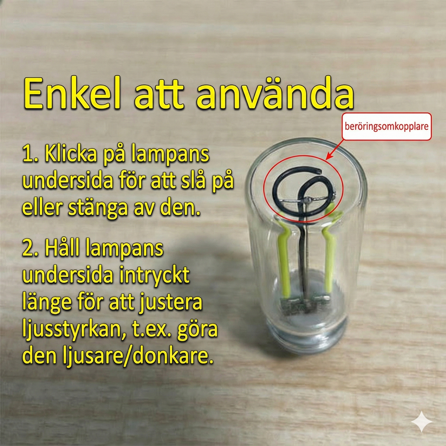 Bärbar pekkontroll Glasglob USB-nattlampa