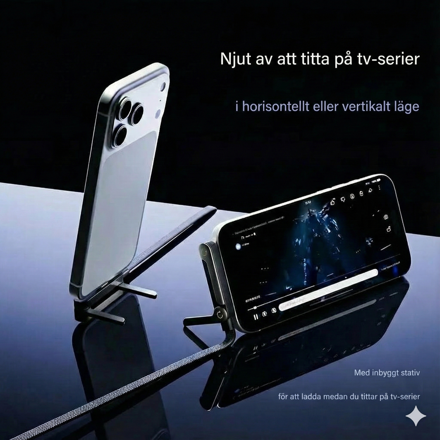 2-i-1 snabbladdningskabel med hållare