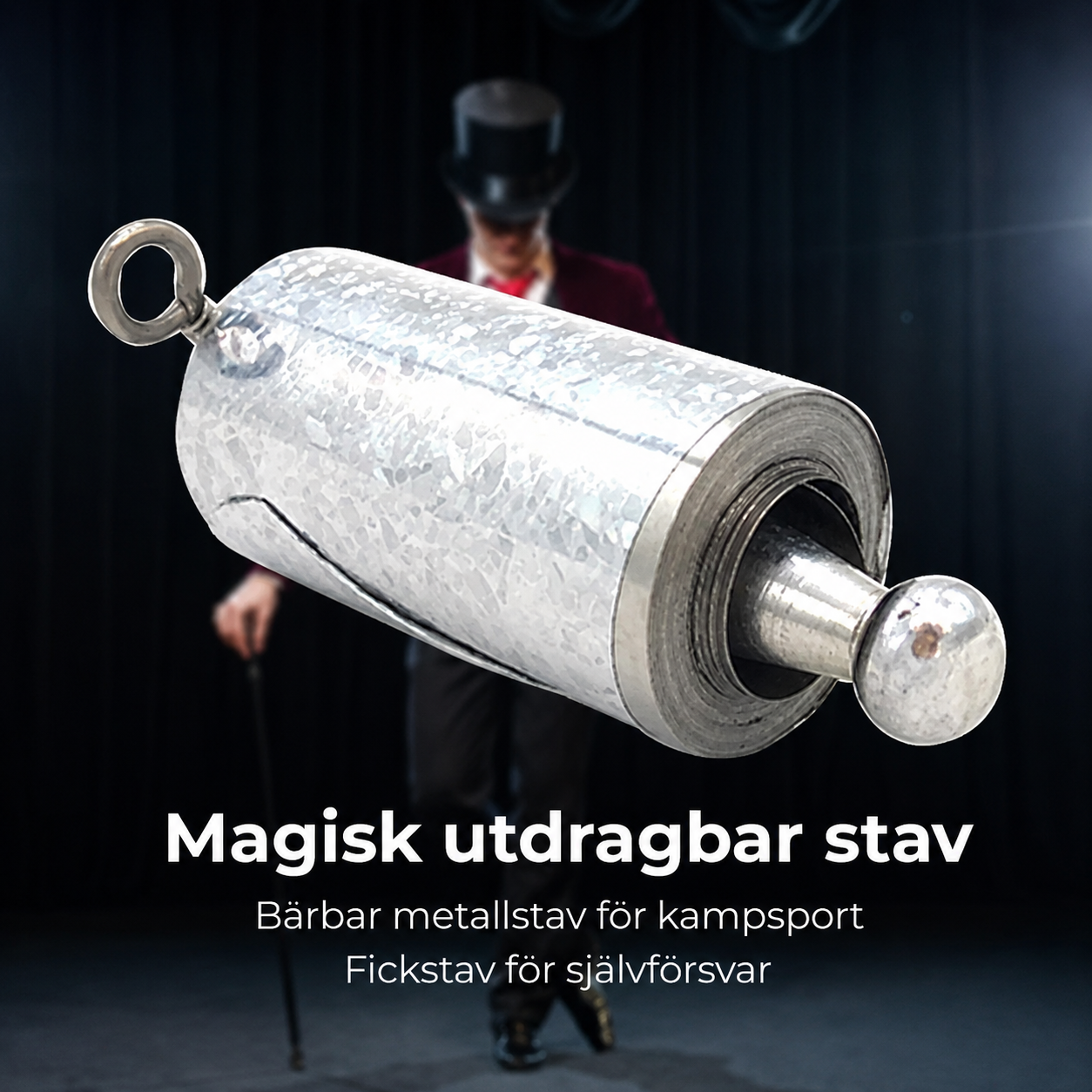 Utdragbar teleskopisk säkerhetspinne i metall