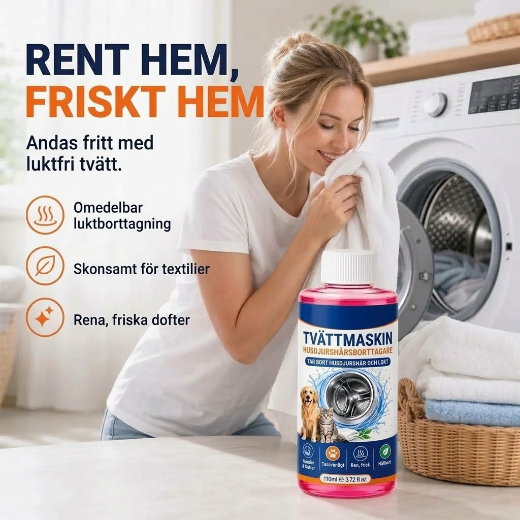 4 i 1 tvättmaskinsrengörare mot djurhår och dålig lukt