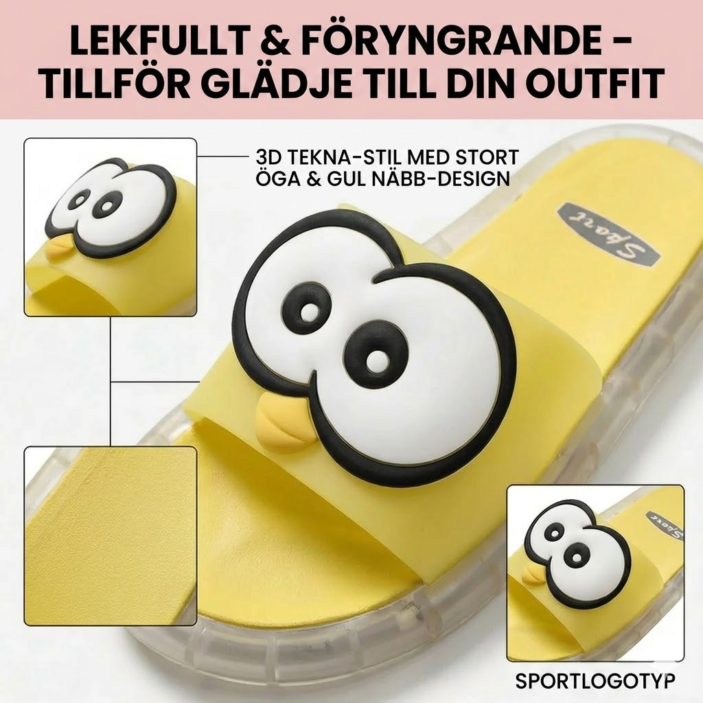 Söta tofflor med lysande tecknade motiv