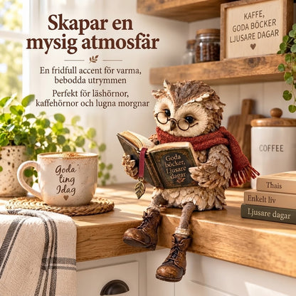 Läsande ugglefigur för heminredning