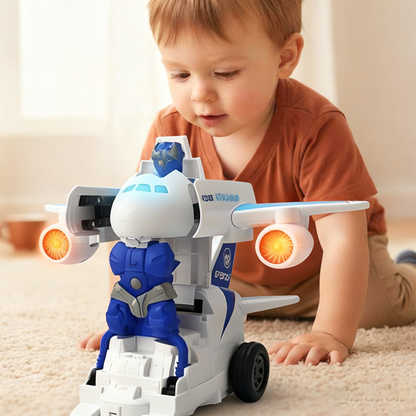 2-i-1 elektrisk transformerande flygplansrobotleksak