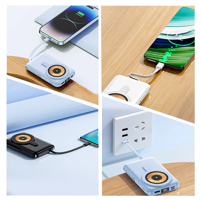 Magnetisk trådlös powerbank 10000 mAh snabbladdare med mobilhållare