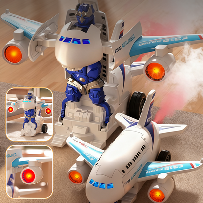 2-i-1 elektrisk transformerande flygplansrobotleksak
