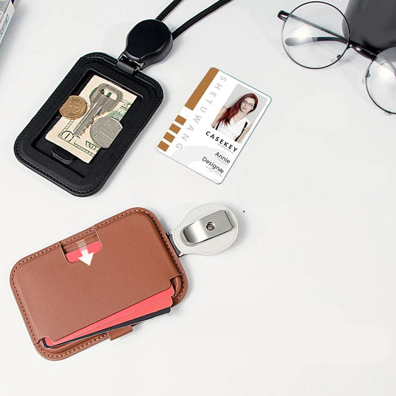 Utdragbar ID-korthållare med halsrem