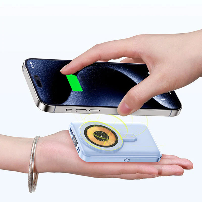 Magnetisk trådlös powerbank 10000 mAh snabbladdare med mobilhållare