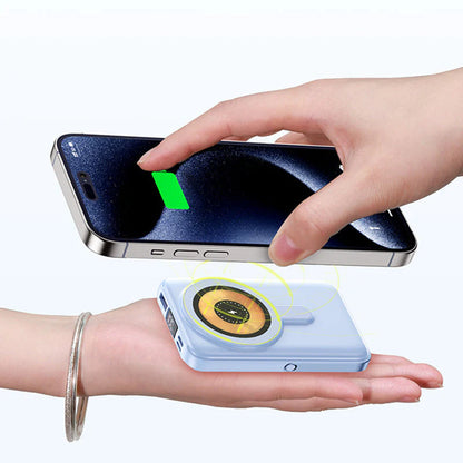 Magnetisk trådlös powerbank 10000 mAh snabbladdare med mobilhållare