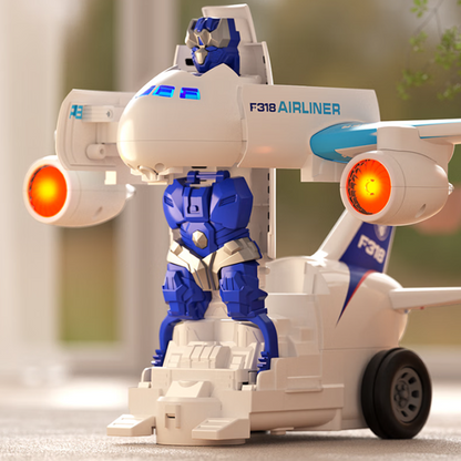 2-i-1 elektrisk transformerande flygplansrobotleksak