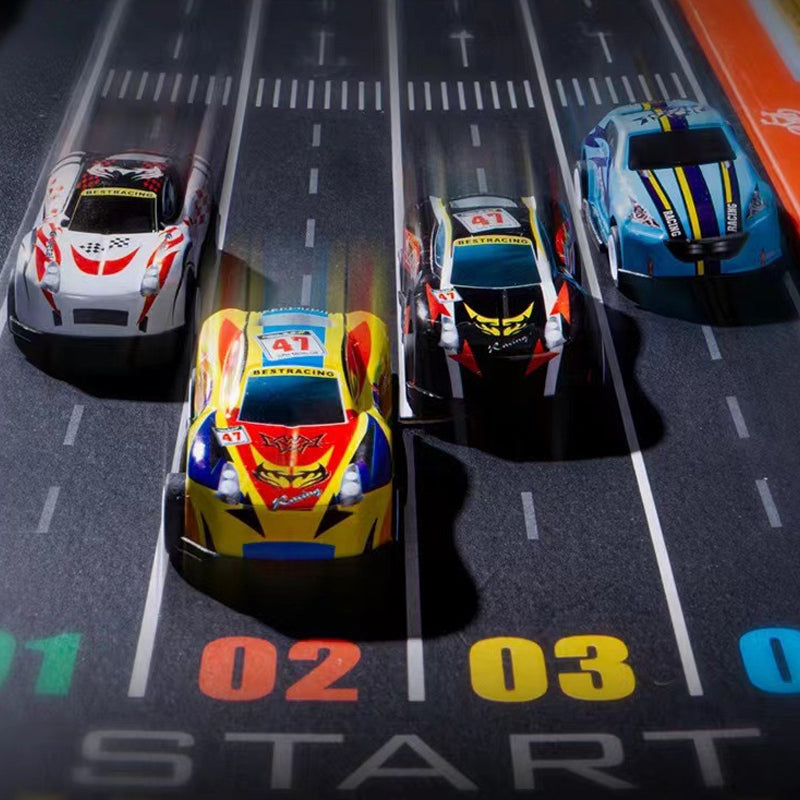 48 mini-pullbackbilar med inbyggt garage