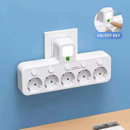 Platsbesparande grenuttag med lampa och USB-portar