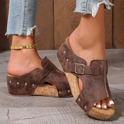 Dammode Peep Toe kilklackssandaler med platåsul