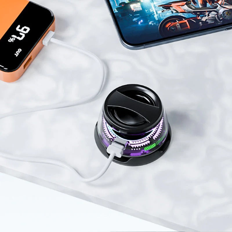 Kompakt och magnetiskt Bluetooth-högtalarset med LED-belysning