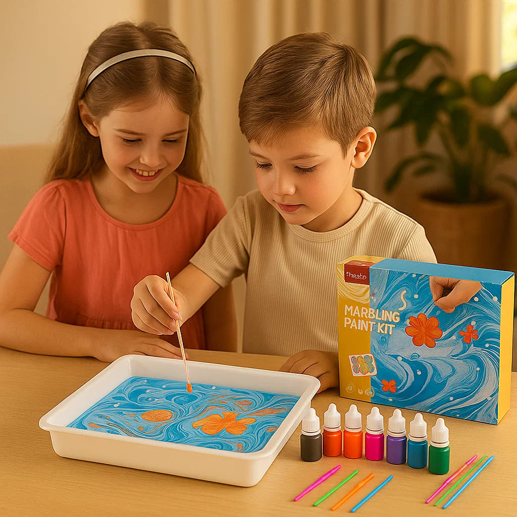 Kreativt marmor akvarell spelset