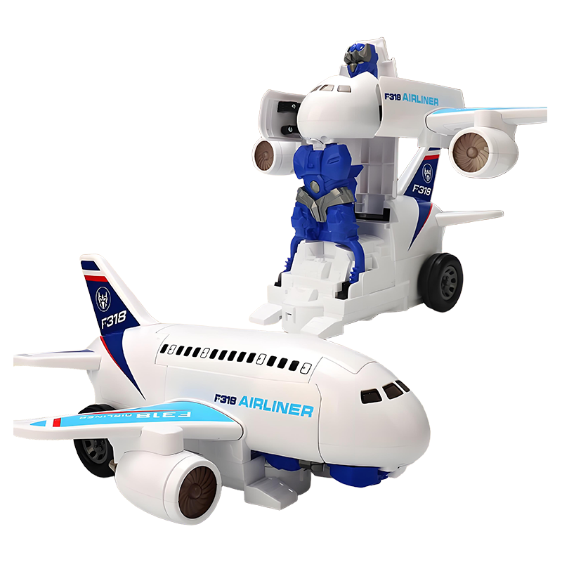 2-i-1 elektrisk transformerande flygplansrobotleksak
