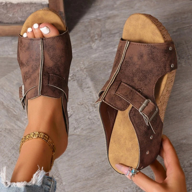 Dammode Peep Toe kilklackssandaler med platåsul