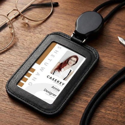 Utdragbar ID-korthållare med halsrem