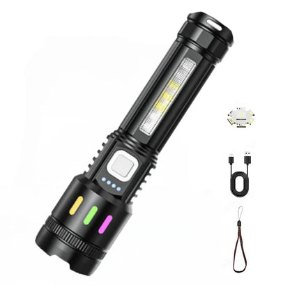 LED-ficklampa med digital display och zoom