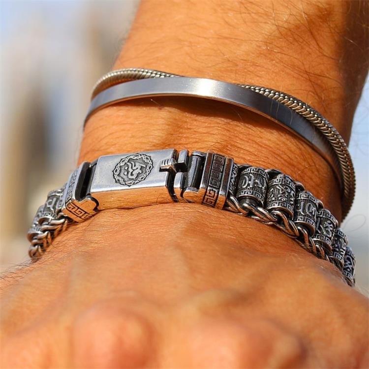 Tibetanskt bönehjulsarmband – 925 sterlingsilver