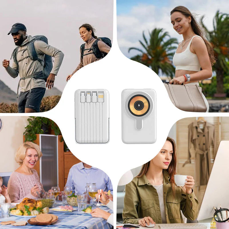 Magnetisk trådlös powerbank 10000 mAh snabbladdare med mobilhållare