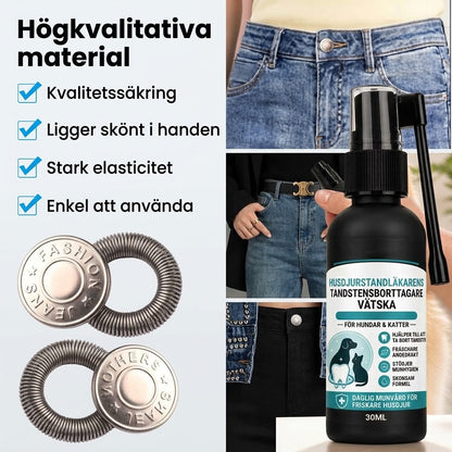Knappförlängare i metall för byxor 10-pack
