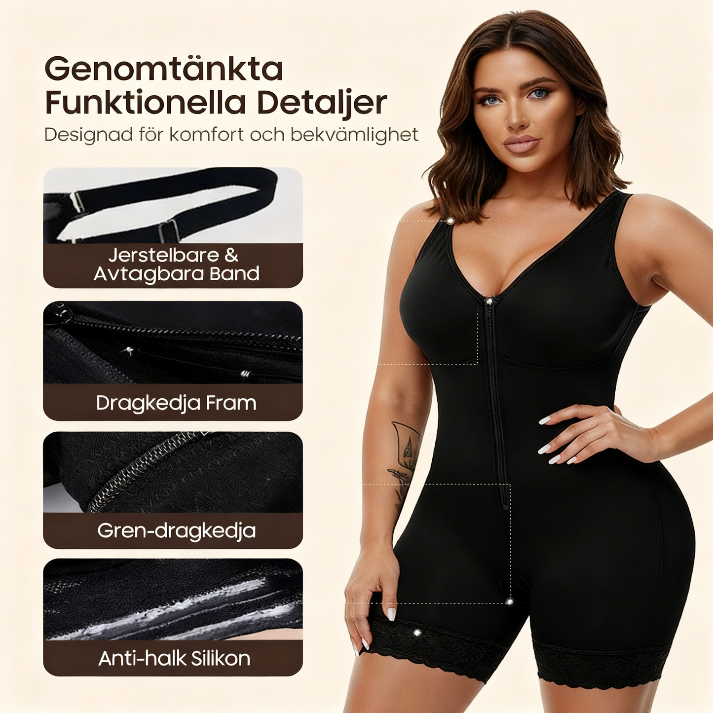 Magkontroll Rumplyftare Shaper Med Dragkedja Gren Fajas Colombianas