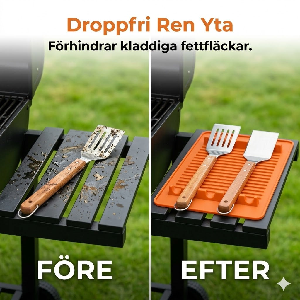 Högkvalitativ grillmatta i silikon för sidohylla – skyddar mot fett och spill