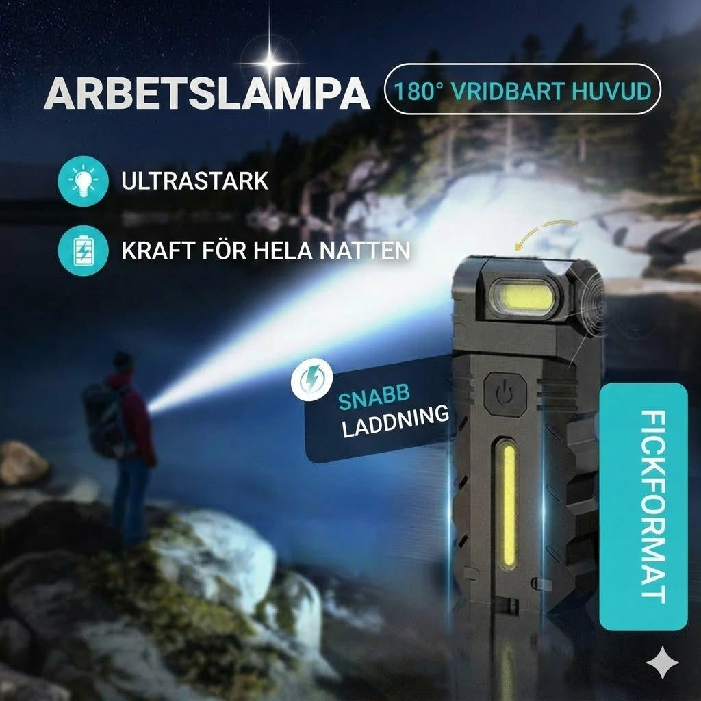 LED-Arbetslampa Med 180° Vridbart Huvud