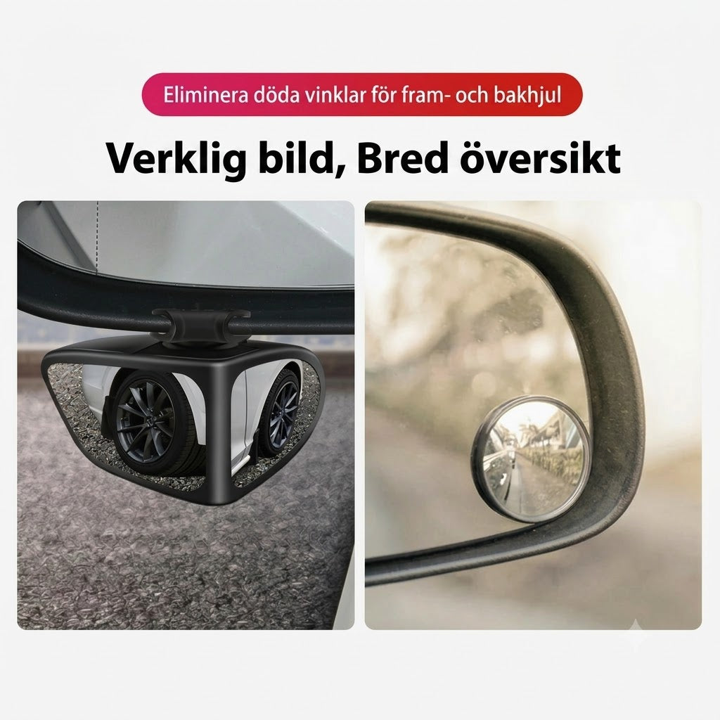 Sidospegel med dubbla linser och 360° justerbar dödavinkel-vy