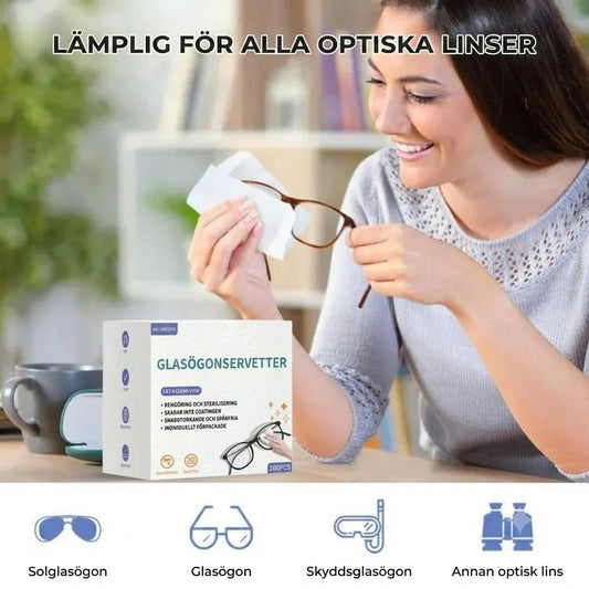 Imfria rengöringsdukar för glasögonlinser – 100 st