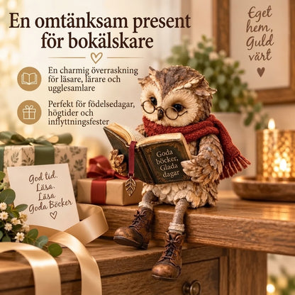 Läsande ugglefigur för heminredning