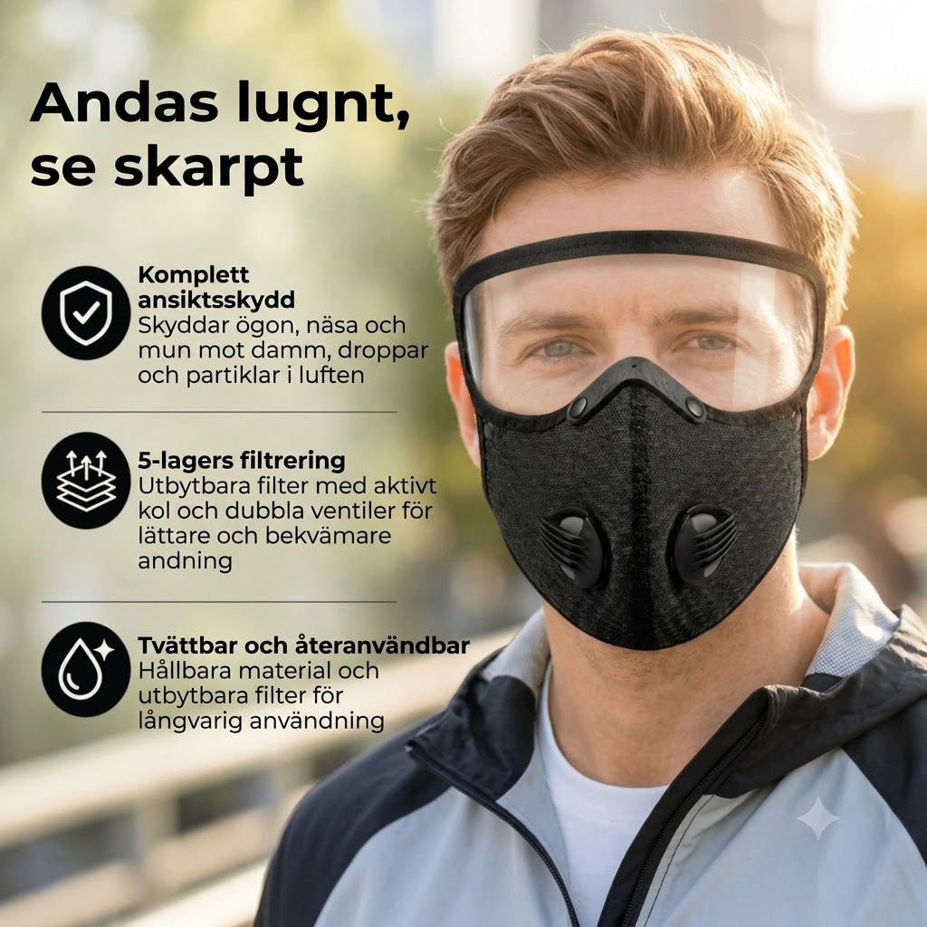 Ansiktsmask med Kolfilter