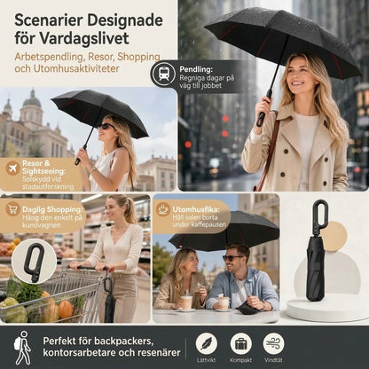 Automatiskt stormsäkert paraply med UV-skydd