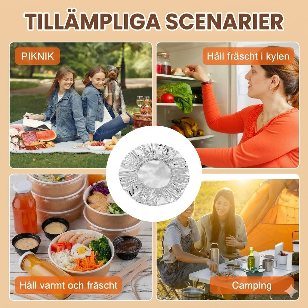Professionella ugns- och mikrovågsäkra isoleringspåsar i aluminiumfolie – 50-pack