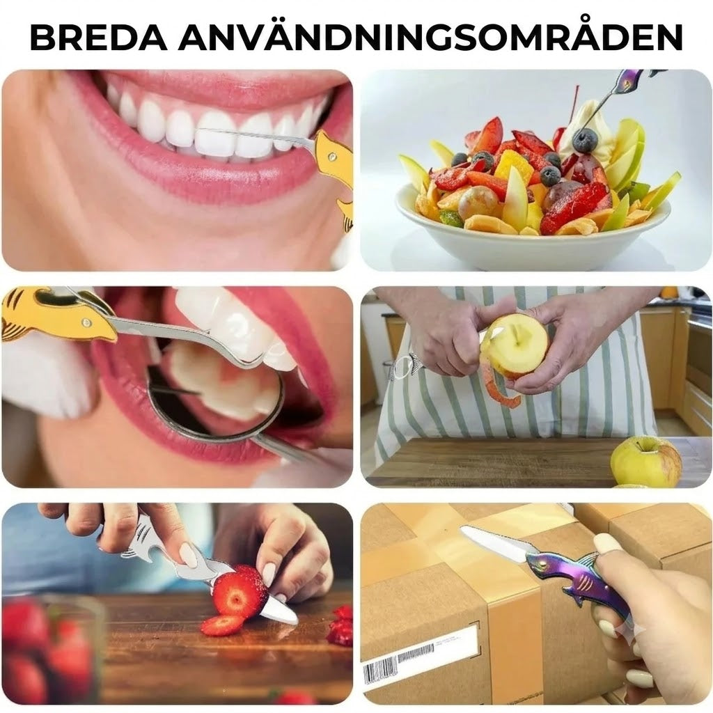 Hajformad 3-i-1 multiverktyg som nyckelring