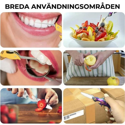 Hajformad 3-i-1 multiverktyg som nyckelring