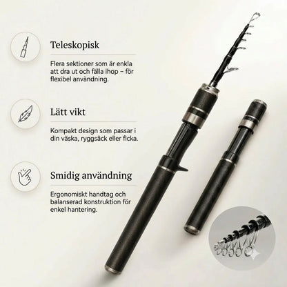 Carbon PocketRod teleskopiskt fiskespö i kolfiber 180 cm
