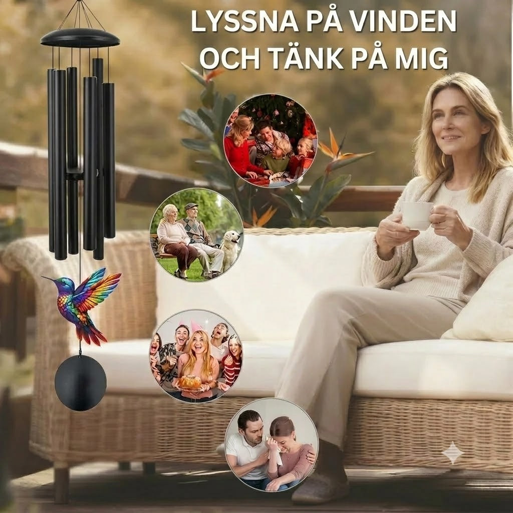 Vintage minnesvindspel i metall för trädgården