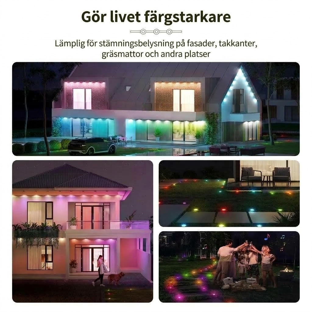 Smart RGB-ljusslinga för utomhusbruk med appstyrning