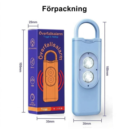 Uppladdningsbart personlarm med ficklampa och 130 dB siren