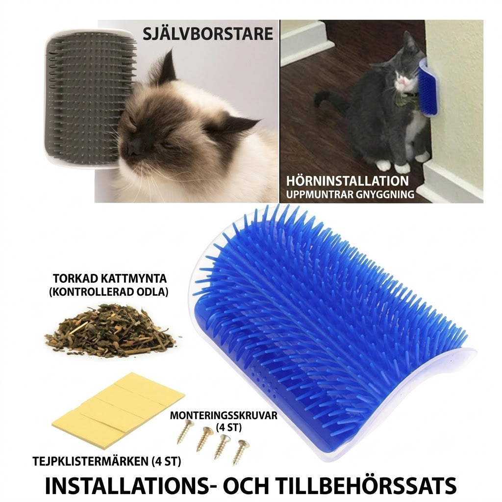 Självrengörande massageborste för katthörn