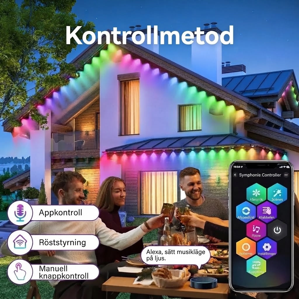 Smart RGB-ljusslinga för utomhusbruk med appstyrning