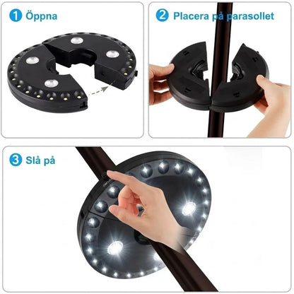 UMINA Parasollampa med 28 LED-lampor