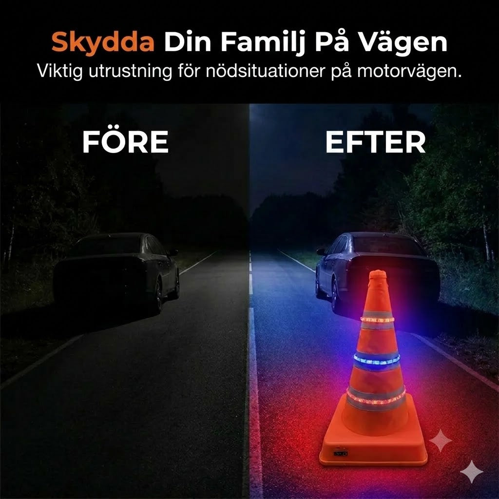 Hopfällbar reflekterande trafikkon tillverkad av högkvalitativt och vattentätt oxfordtyg