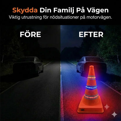 Hopfällbar reflekterande trafikkon tillverkad av högkvalitativt och vattentätt oxfordtyg