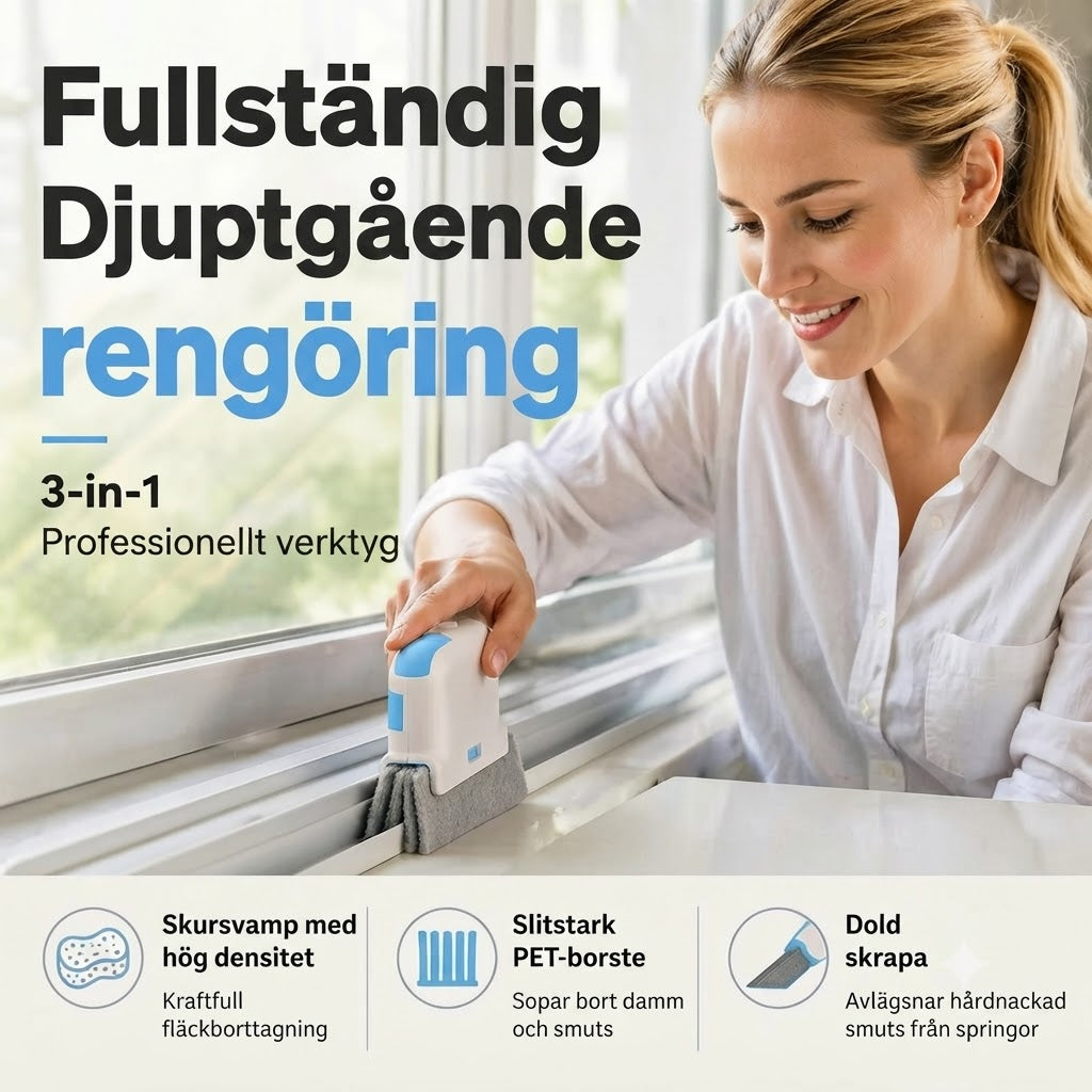 Multifunktionell 3 i 1 rengörare för skenor och springor