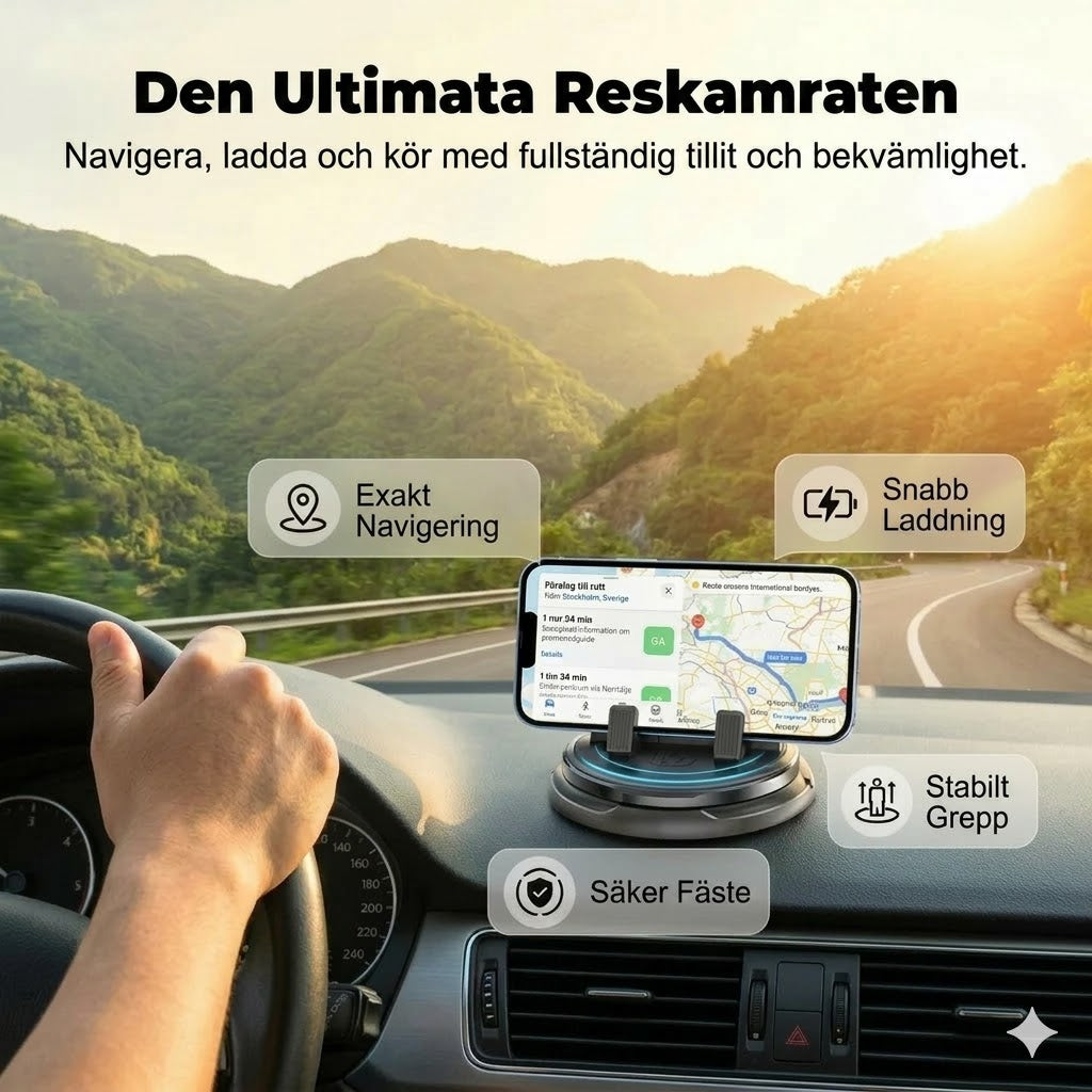 360° roterande telefonhållare för instrumentbrädan